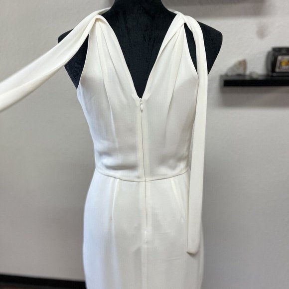 Halston Mock-Neck Mini Dress in Chalk Sz 2 - Picture 6 of 14